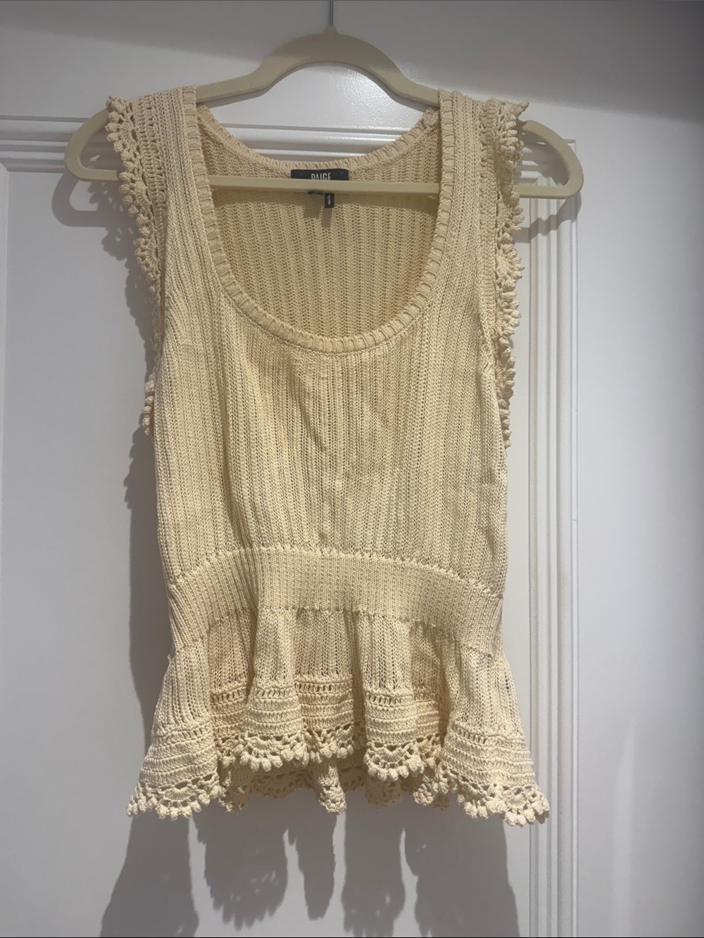 PAIGE Cream Crochet-Trim Knit Tank